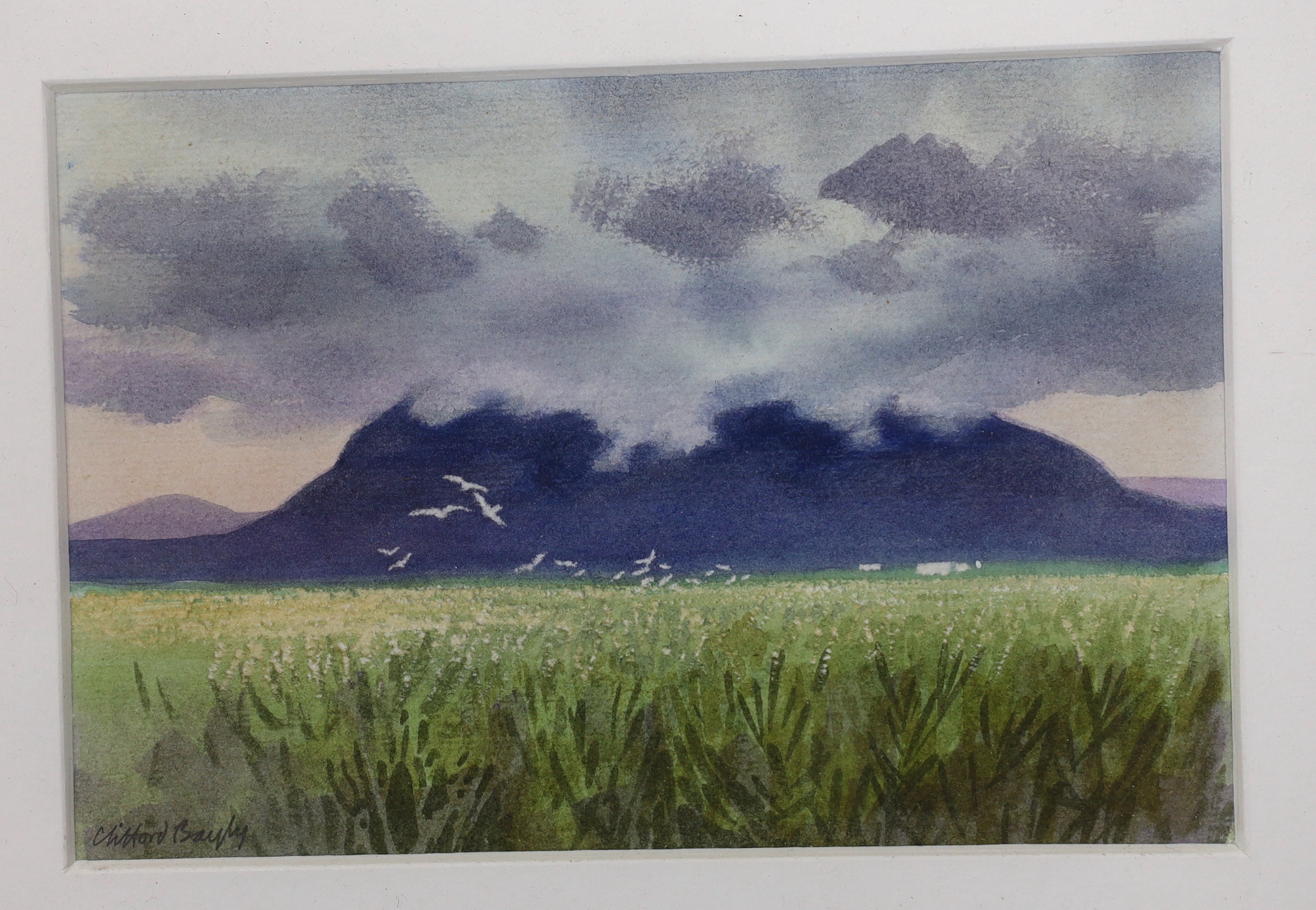 Clifford John Bayly (1927-1978), two watercolours, Evening study and Queensland weather study, each signed, Bankside Gallery labels verso, 14 x 12cm